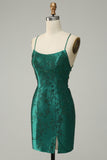 Dark Green Beaded Tight Homecoming Dress With Criss Cross Back